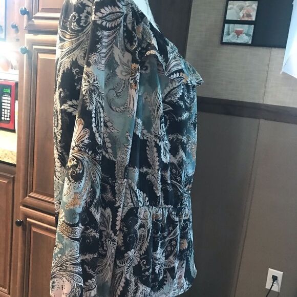 Paisley Off The Shoulder Peplum Top Plus Size - Picture 7 of 13